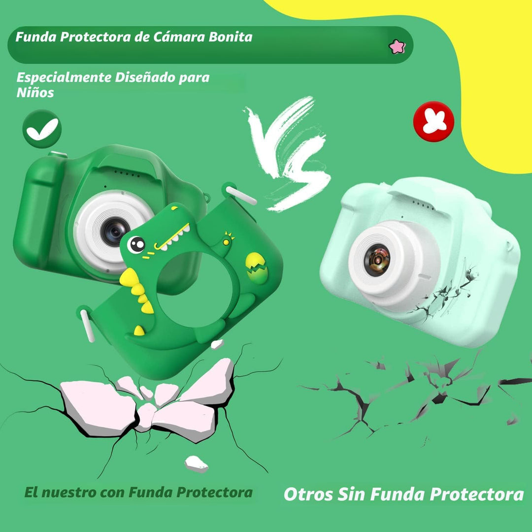 Cámara para niños, mejorada, diseño de dinosaurio, regalos de Navid...