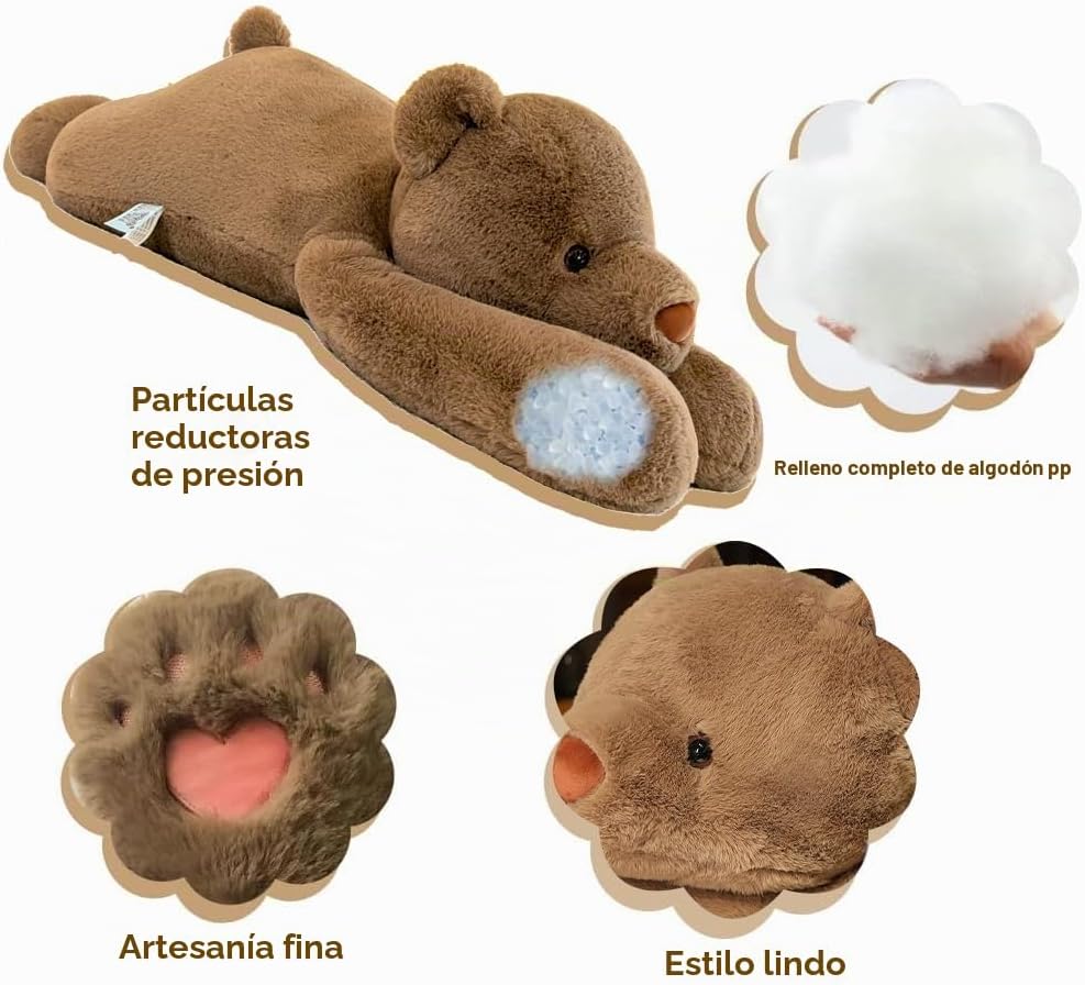 SNOWOLF Animales de Peluche de Oso Gigante con Peso, Almohada Decorativa de Peluche de Oso Marrón de 40", Súper Lindos Juguetes de Peluche Kawaii, Regalos para Niños, Niñas y Adultos, 100cm, Marrón