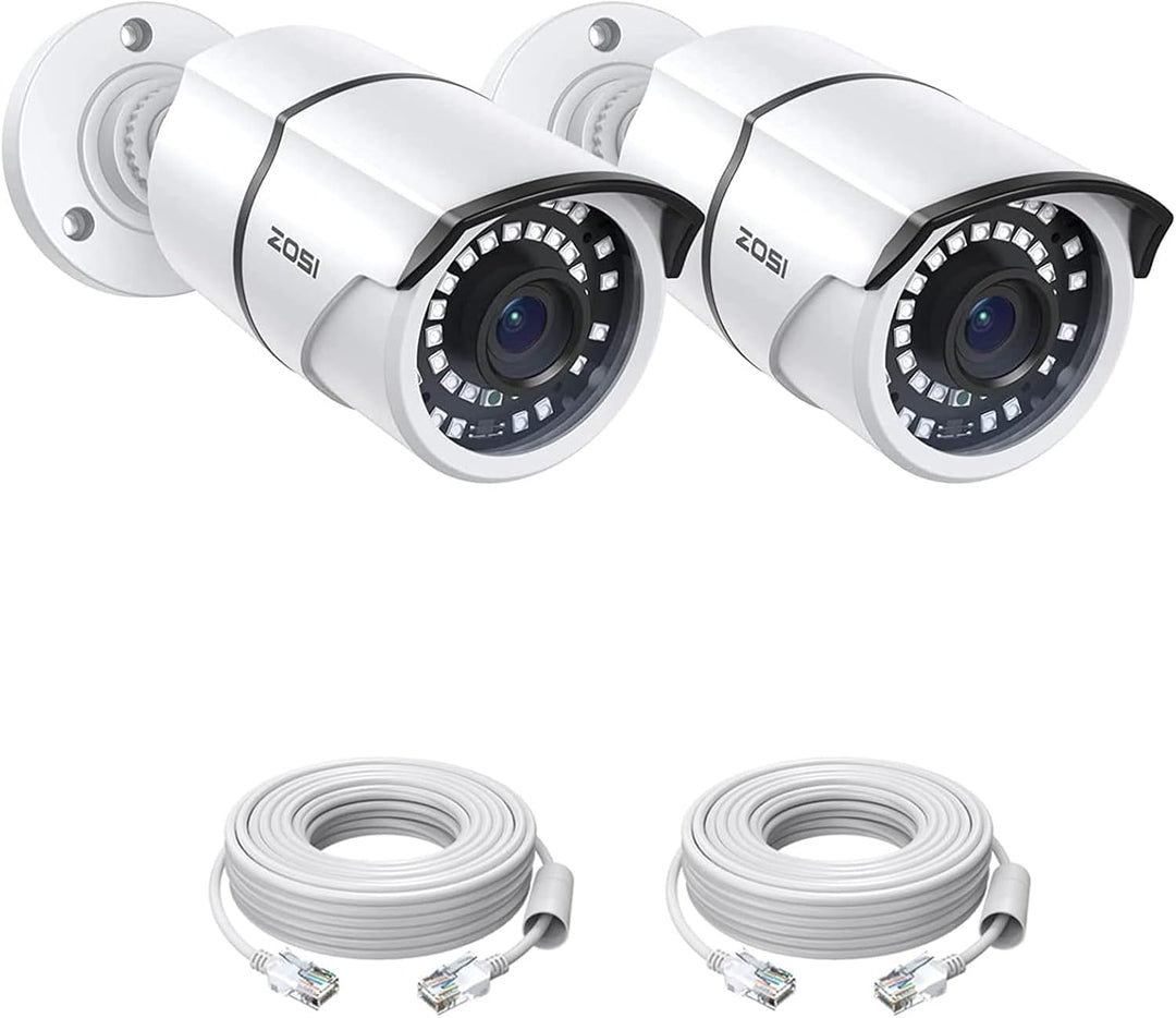 ZOSI 2PK - Cámara de seguridad PoE complementaria de 5 MP con cable...