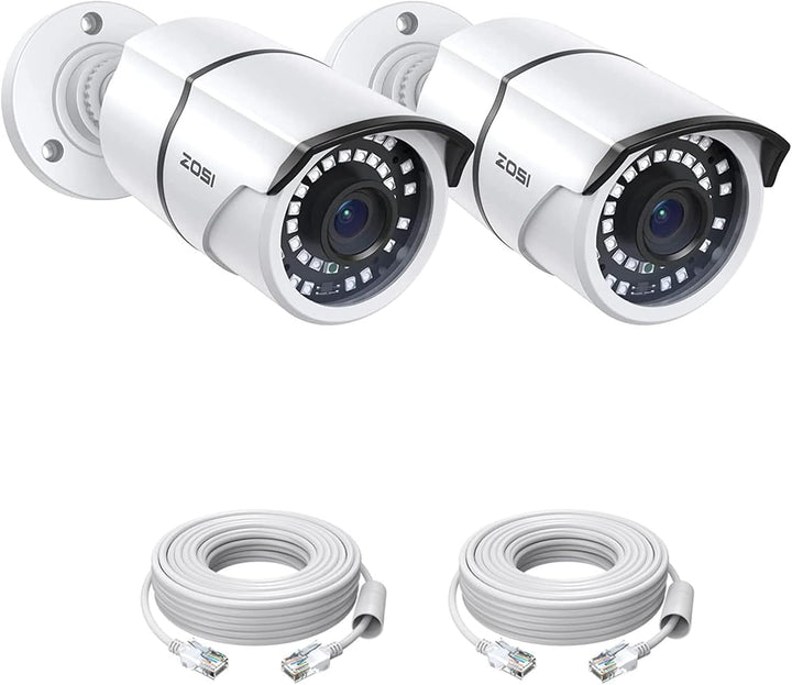 ZOSI 2PK - Cámara de seguridad PoE complementaria de 5 MP con cable...
