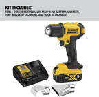 DEWALT Kit de pistola de calor de 20V MAX, inalámbrica, hasta 990 grados, 42 minutos de tiempo de funcionamiento, luz LED, batería y cargador incluidos (DCE530P1)