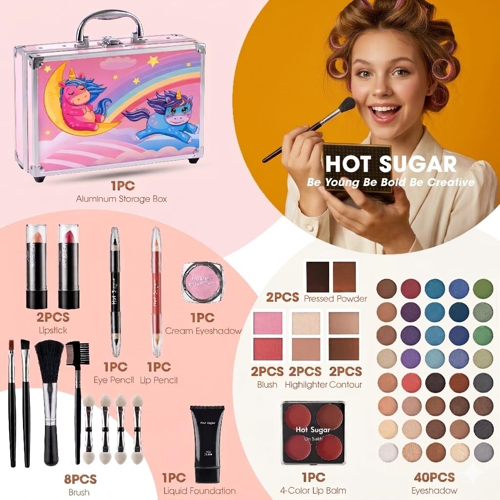 Hot Sugar - Kit de maquillaje para niñas pequeñas de 4 a 6 años, ju...