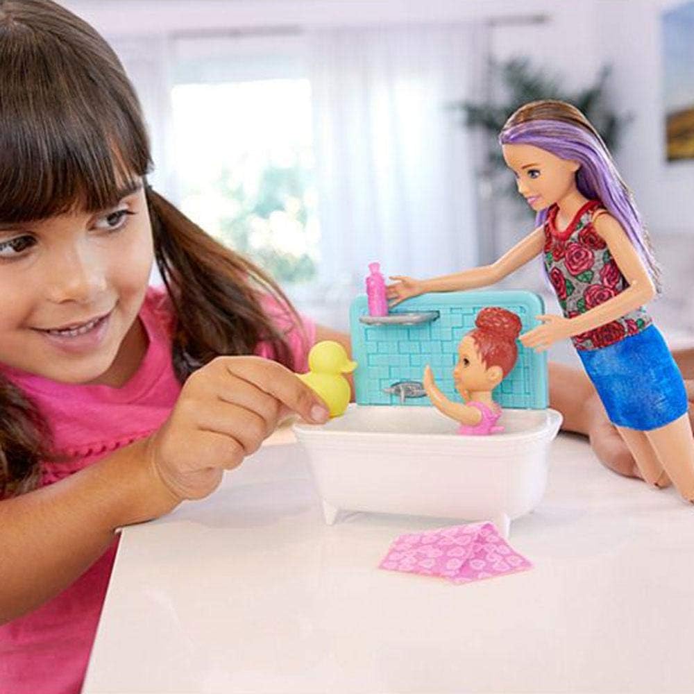 Barbie Skipper Babysitters Inc. Set de Juguetes de Baño, Morena