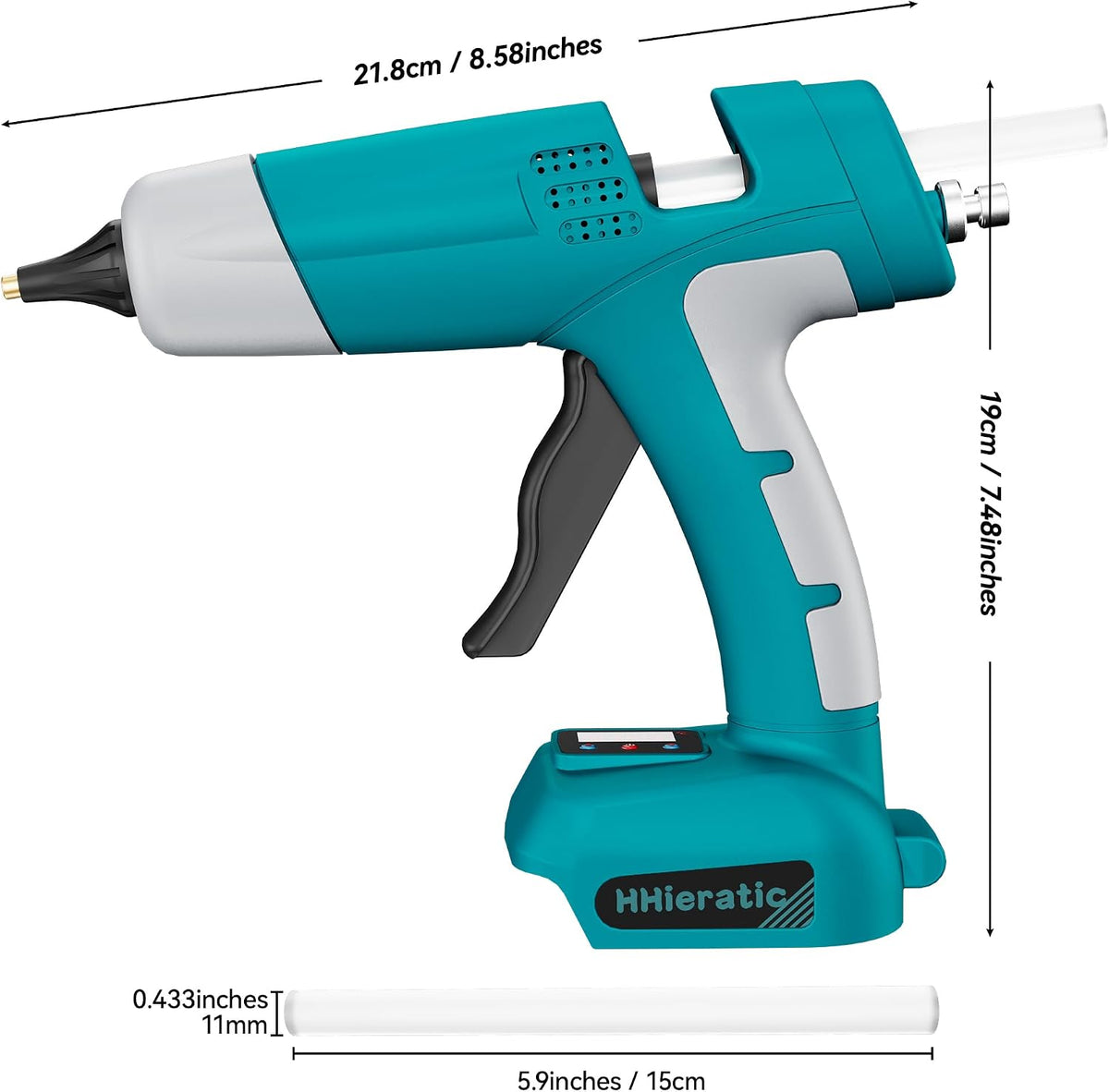 Pistola de pegamento caliente inalámbrica para batería Makita de 18 V, pistolas de pegamento para manualidades con pantalla digital, controles de temperatura y cantidad, kit de pistola de pegamento caliente con 30 varillas para bricolaje, artes y