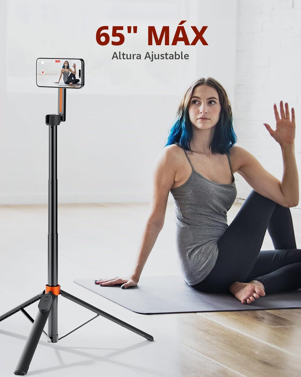 TODI Trípode magnético de 65" para iPhone con control remoto, palo de selfie para iPhone Magsafe, soporte de trípode para teléfono celular para grabación, trípode de viaje compatible con las series 16