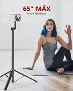 TODI Trípode magnético de 65" para iPhone con control remoto, palo de selfie para iPhone Magsafe, soporte de trípode para teléfono celular para grabación, trípode de viaje compatible con las series 16