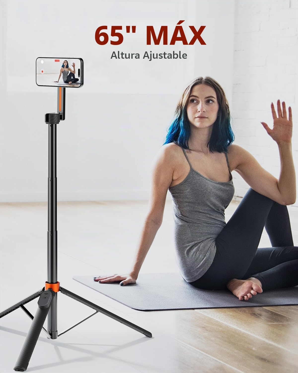 TODI Trípode magnético de 65" para iPhone con control remoto, palo de selfie para iPhone Magsafe, soporte de trípode para teléfono celular para grabación, trípode de viaje compatible con las series 16