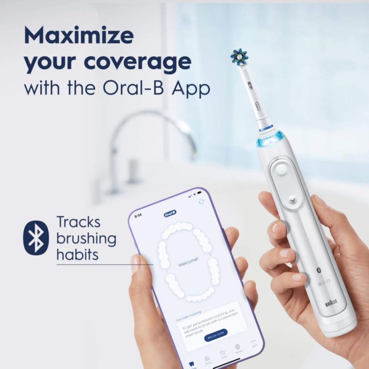 Oral-B Pro 5000 Smartseries - Cepillo de dientes eléctrico, cepillo para polvo de dientes blanco., White Edition.