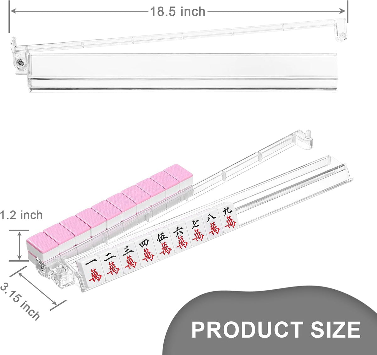 Racks transparentes premium para Mahjong con empujadores, paquete de 4 racks antideslizantes de acrílico