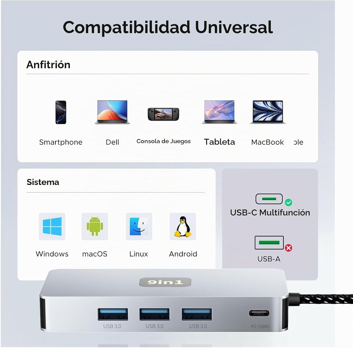 Aplimln, hub USB 3.0 de 3 puertos