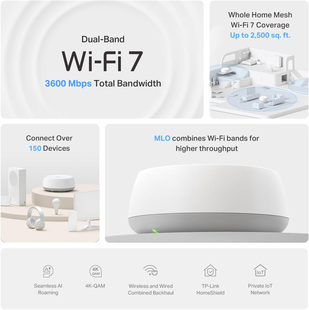 TP-Link Deco 7 BE23 - Router Wi-Fi de doble banda BE3600 WiFi 7 Mes...