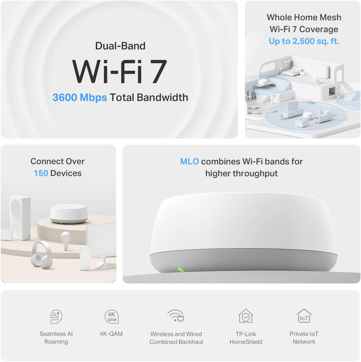TP-Link Deco 7 BE23 - Router Wi-Fi de doble banda BE3600 WiFi 7 Mes...