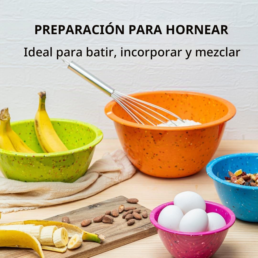 Juego de 4 cuencos mezcladores de melamina de confeti, colorido y