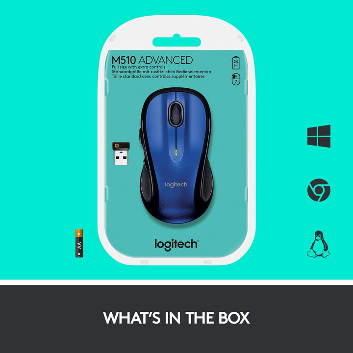 Logitech M510 - Mouse inalámbrico para computador Forma cómoda con...