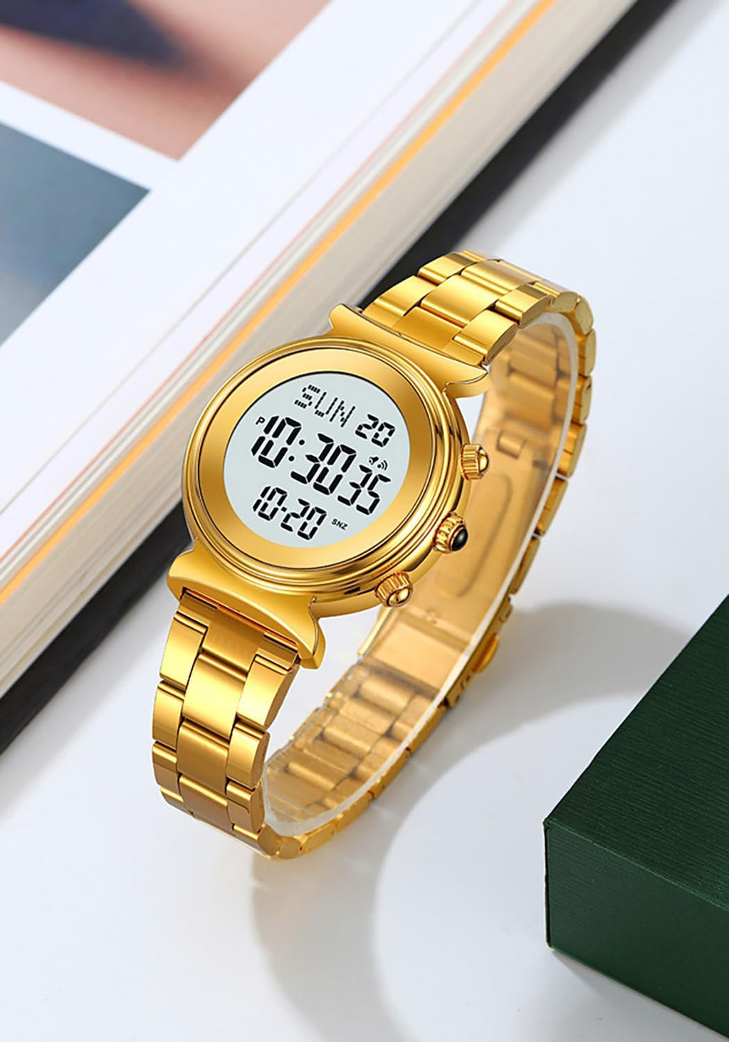 BESTKANG Reloj Digital para Mujer, Reloj de Acero Inoxidable para Mujer, Reloj Impermeable, Reloj de Doble Hora y Fecha, Reloj de Negocios para Mujer