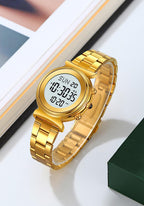 BESTKANG Reloj Digital para Mujer, Reloj de Acero Inoxidable para Mujer, Reloj Impermeable, Reloj de Doble Hora y Fecha, Reloj de Negocios para Mujer
