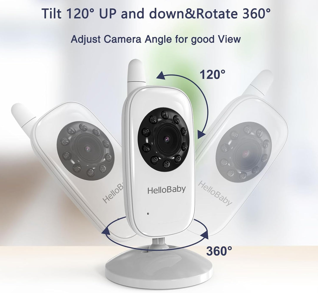 HelloBaby Monitor de bebé con cámara y audio, pantalla IPS de 3.2 p...