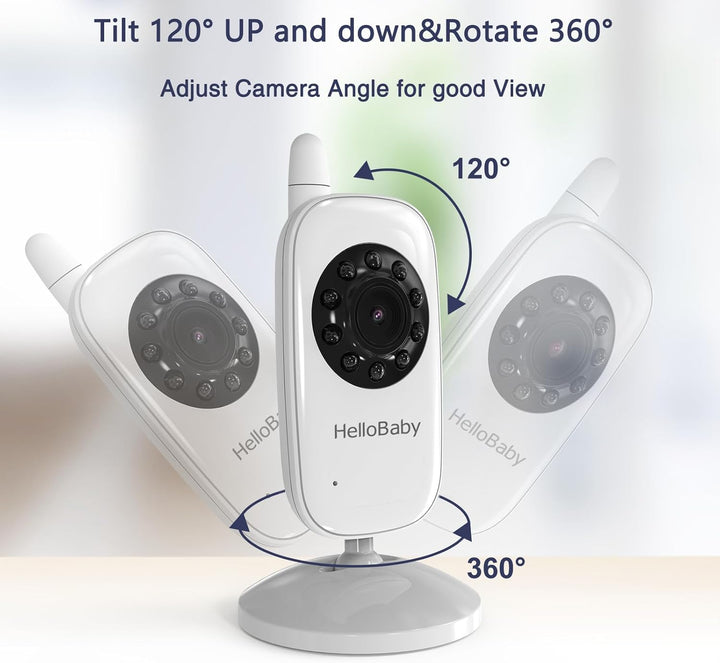 HelloBaby Monitor de bebé con cámara y audio, pantalla IPS de 3.2 p...