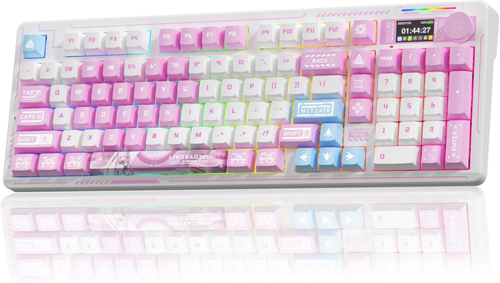 LINGBAO K98 PRO - Teclado mecánico de anime inalámbrico, con pantal...