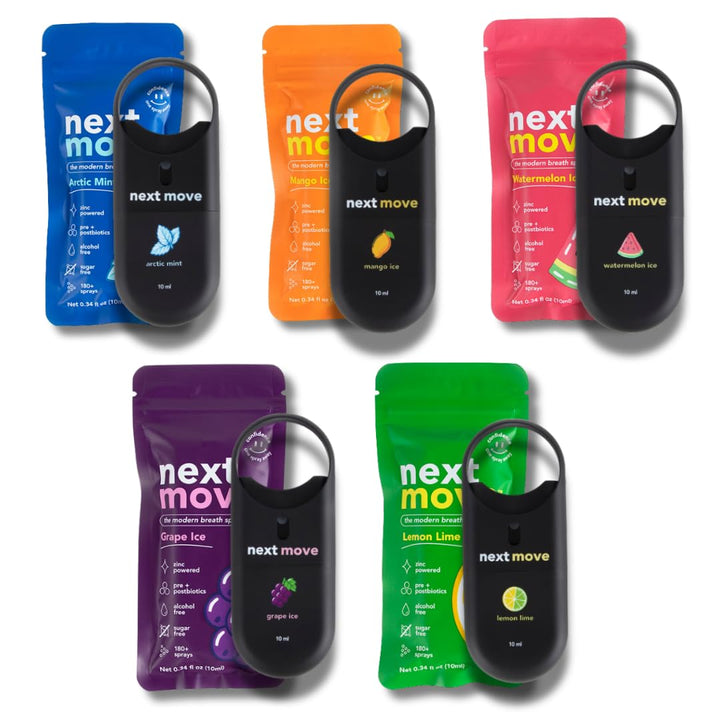 Next Move Aerosol para el aliento | 5 sabores (menta ártica, sandía...