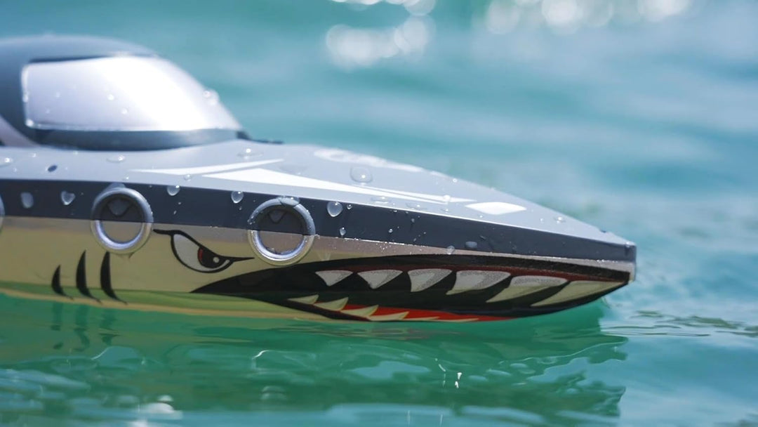 Barco RC de tiburón para niños y adultos, barco de carreras de cont...