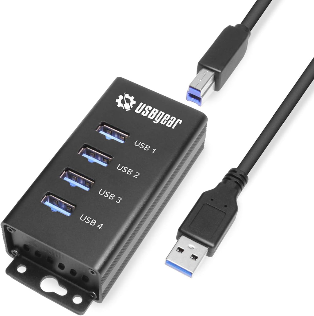 USBGear, USBG-BREC304, hub USB 3.2 de 4 puertos, alimentado, adaptador 5V/2A