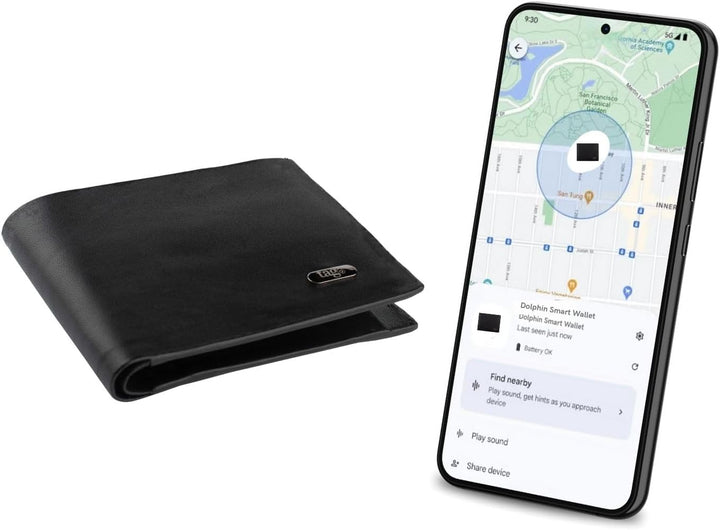 Cartera inteligente con Android Find My Tracker, cartera de piel co...