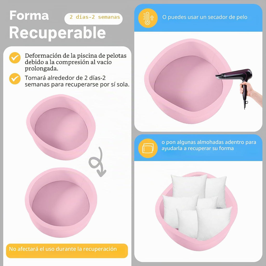 Piscina de Bolas de Espuma, 35.4" x 11.8" Piscina de Bolas para Niños Pequeños - Rosa