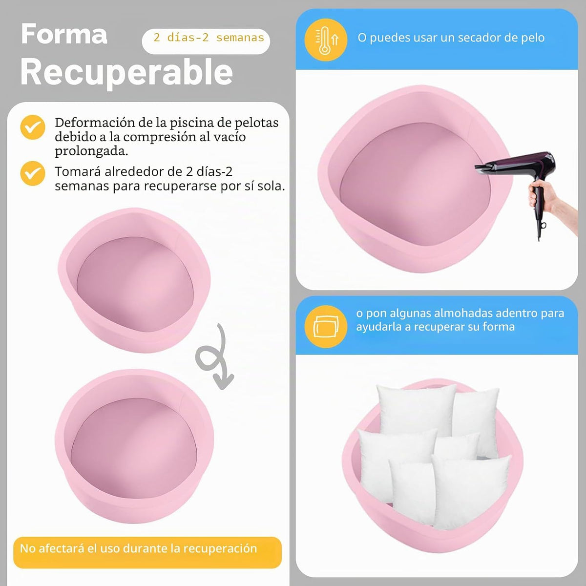 Piscina de Bolas de Espuma, 35.4" x 11.8" Piscina de Bolas para Niños Pequeños - Rosa