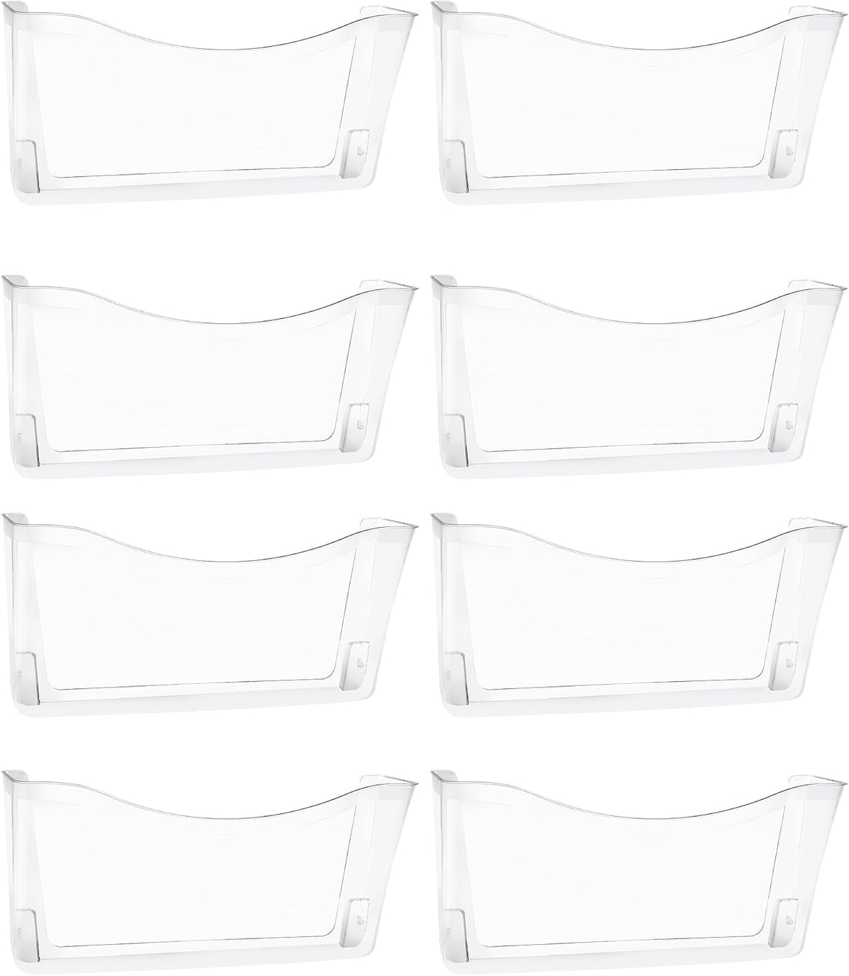 Paquete de 8 organizadores de archivos de bolsillo único transparentes para colgar, organizador de archivos de pared de plástico para correos y revistas, contenedores de carpetas montados