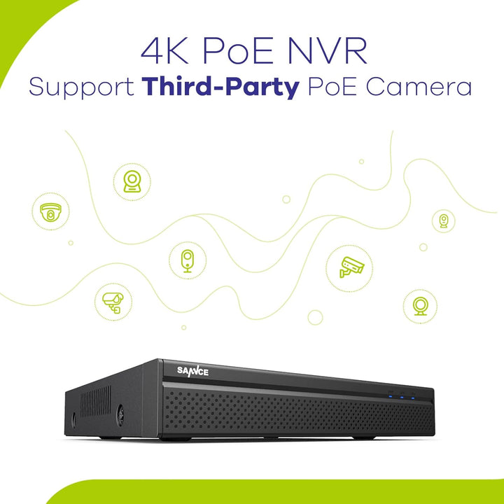 SANNCE Sistema de cámara de seguridad 4K POE - Grabadora NVR de 8 c...