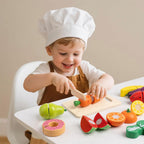 34Pcs Wooden Play Food para Toddlers - Toy Food con Velcro Fruit & Veggies