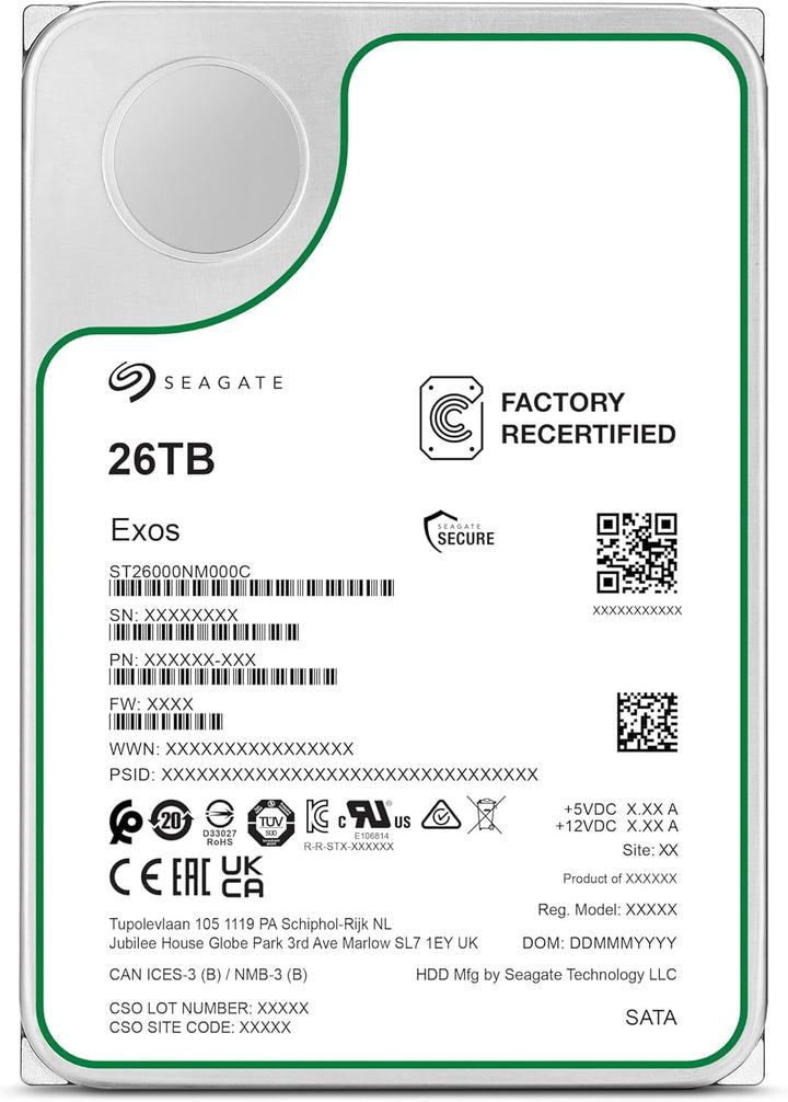 Seagate Exos - Disco duro interno de 26 TB - 3.5 pulgadas CMR SATA...