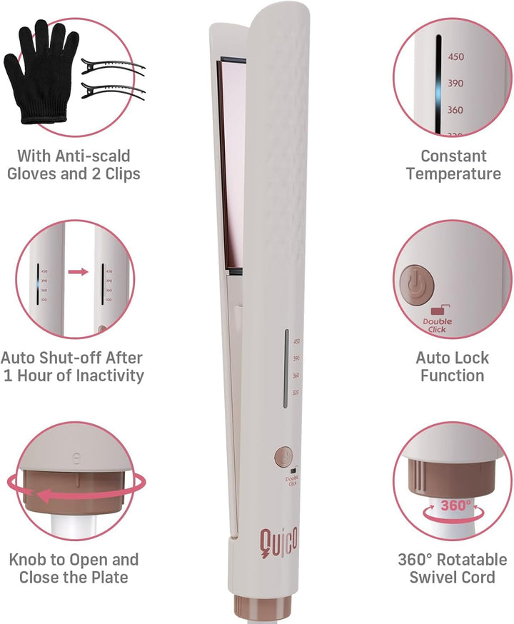 Quico Plancha para el cabello, alisadora de cabello de viaje global...