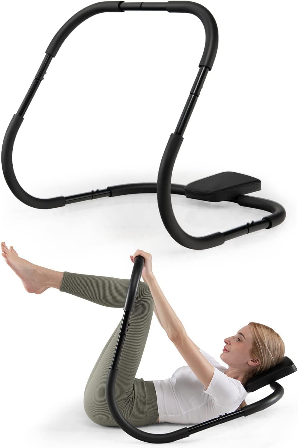 Equipo de abdominales para abdominales, rodillo abdominal, dispositivo asistente para sentarse, máquinas de entrenamiento abdominal para ejercicio en casa, fuerza central, negro
