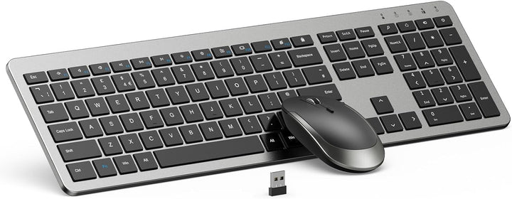 Combo de teclado y mouse inalámbricos, tamaño completo, delgado, in...