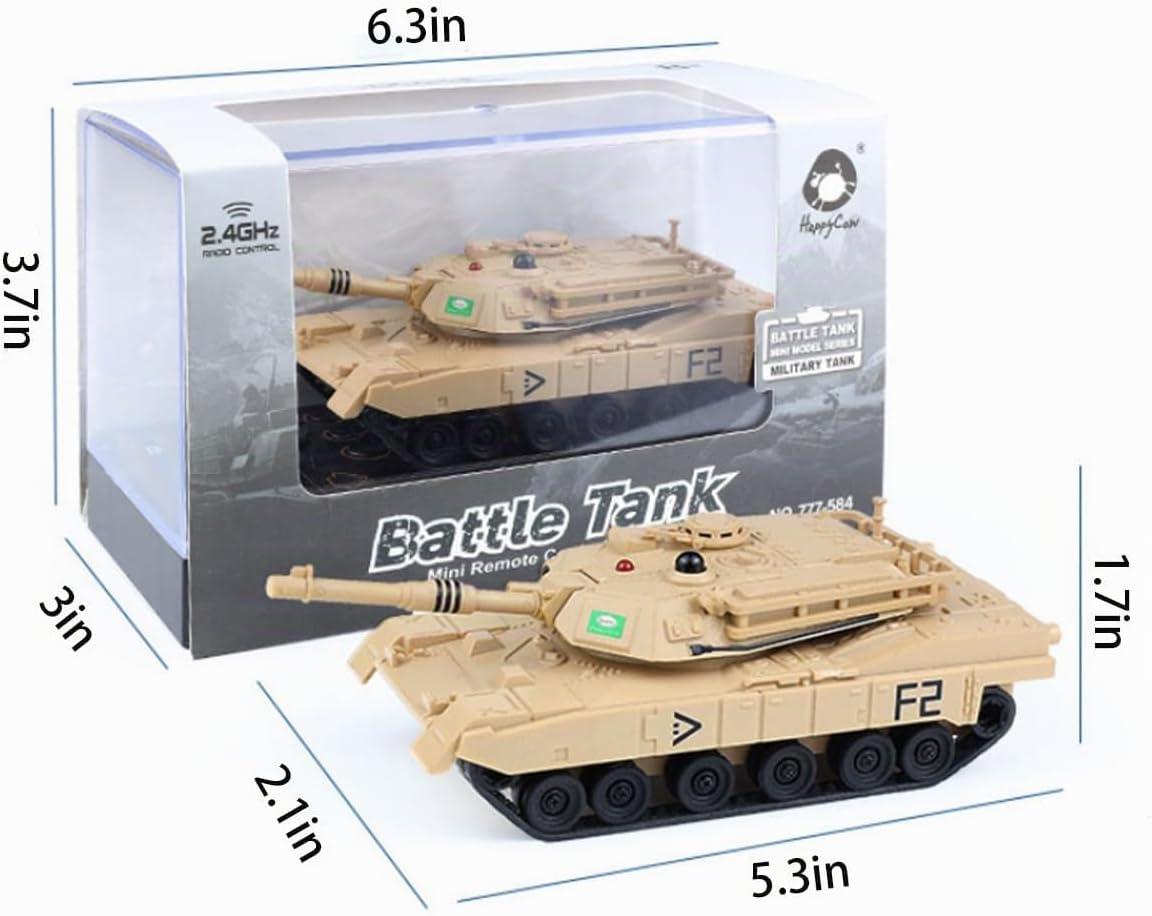 Mini tanque militar RC de 2.4 GHz con LED y torreta giratoria