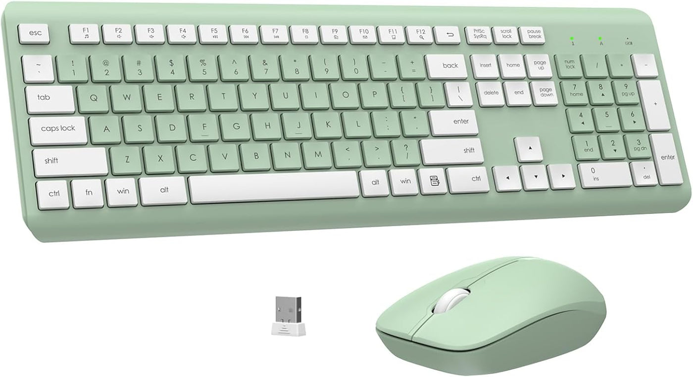 Combo de teclado y mouse inalámbricos, teclado ergonómico silencios...