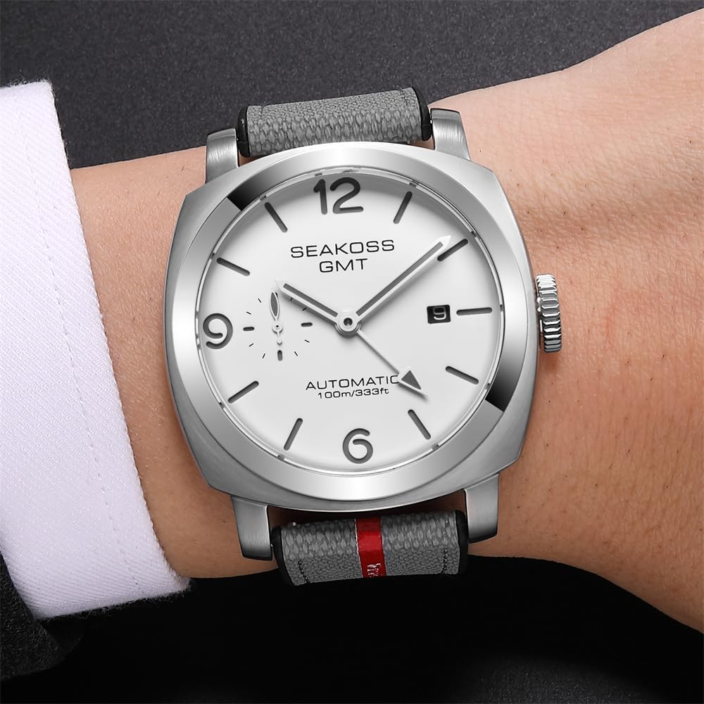 Relojes GMT para Hombre Automático Fecha 10ATM a Prueba de Agua Movimiento Seagull ST2557 Luz luminoso Acero Inoxidable Cristal de zafiro Relojes mecánicos de muñeca S8441