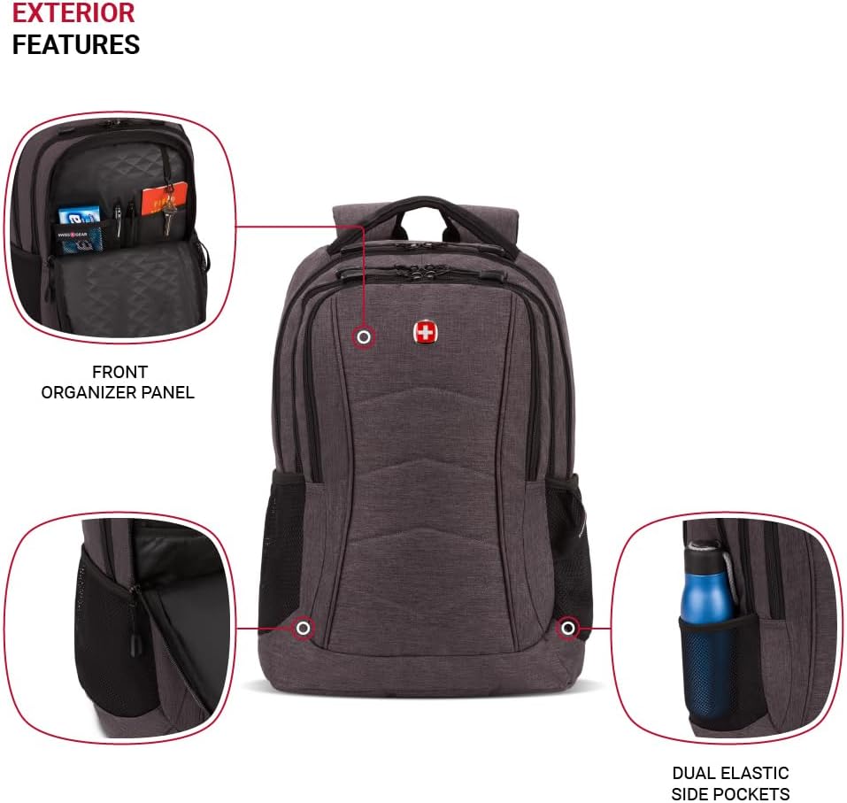SwissGear Mochila para portátil 5668, Gris oscuro (Dark Grey Heathe...