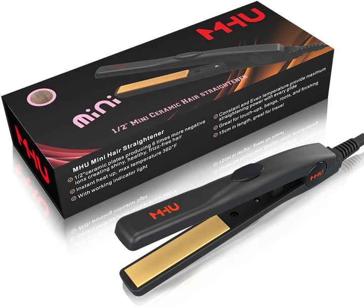 Mini plancha de pelo de 1\/2 pulgada para cabello corto\/rizos, pla...