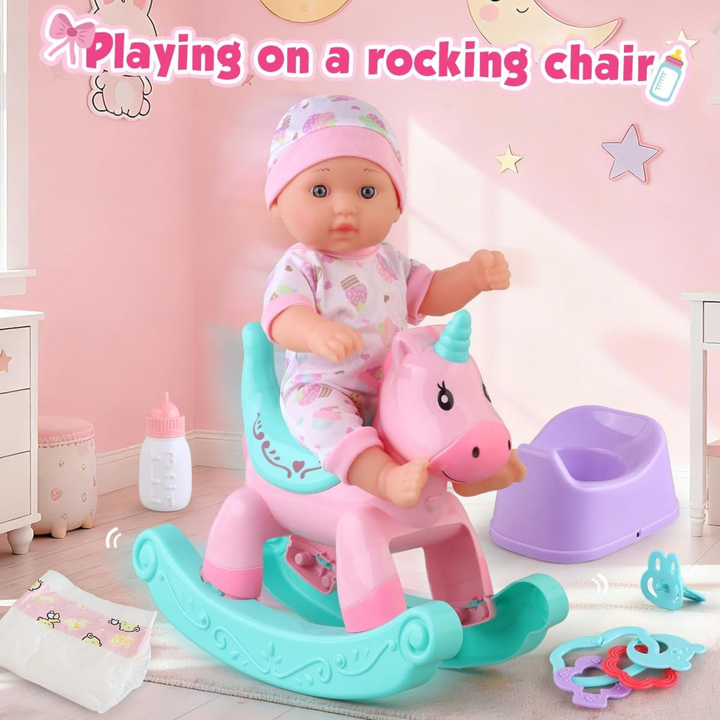 Juego de juguetes de baño para muñecas con bañera, muñecas de bebé...