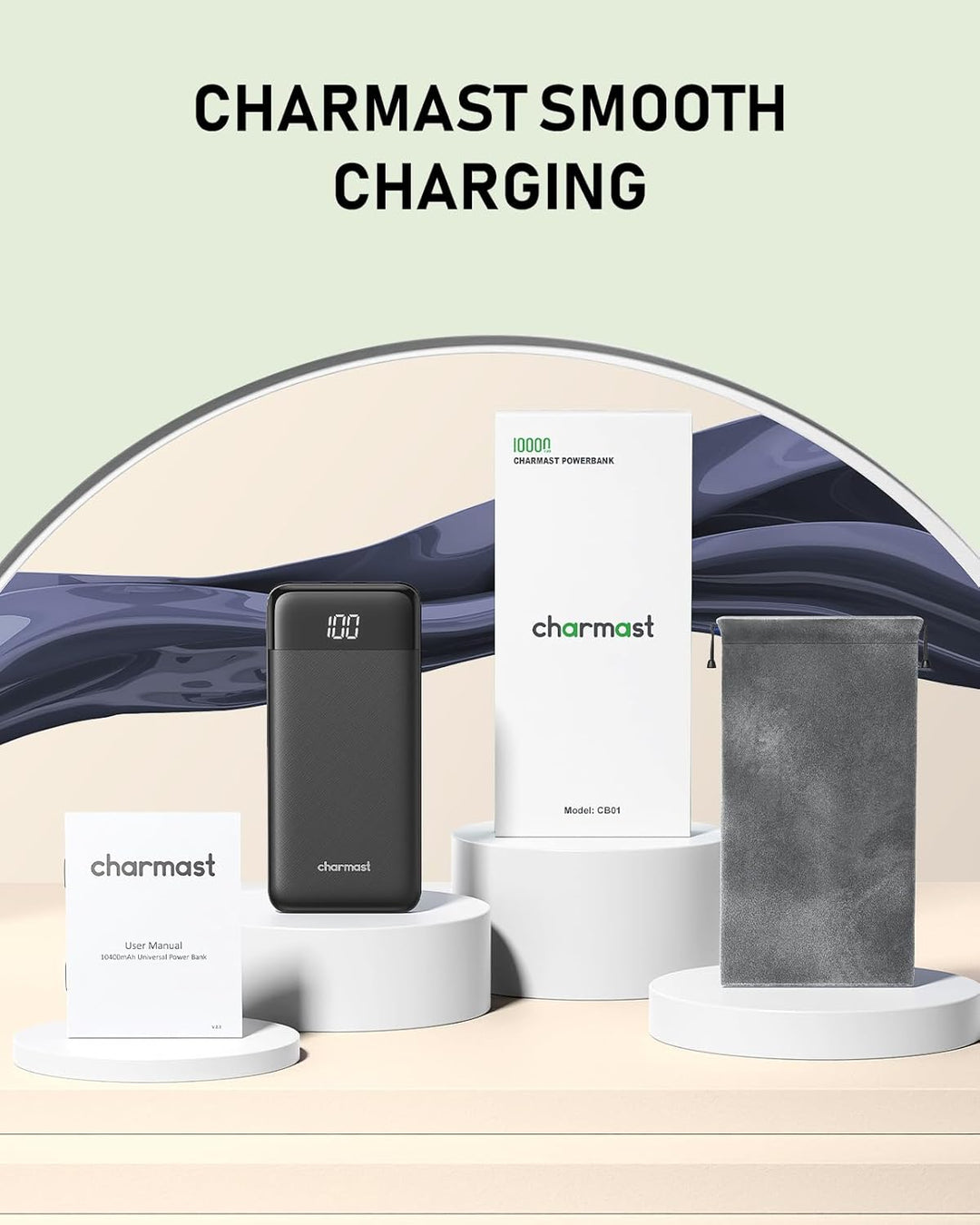 Charmast Cargador portátil con cables incorporados, batería externa...