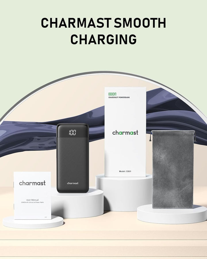 Charmast Cargador portátil con cables incorporados, batería externa...