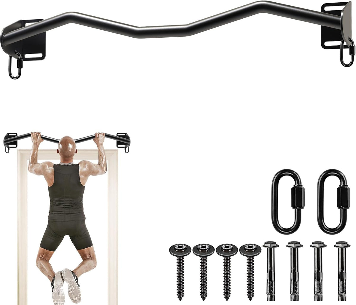 Kipika - Barra de dominadas de gran resistencia para montar en la puerta, barra multifuncional para flexiones, barra de fitness portátil para puerta, sistema de entrenamiento corporal para el hogar