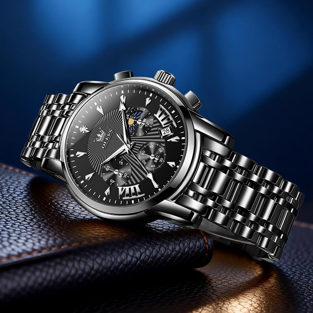 OLEVS Relojes para Hombres de Negocios de Acero Inoxidable, a Prueba de Agua, Estilo Casual Formal