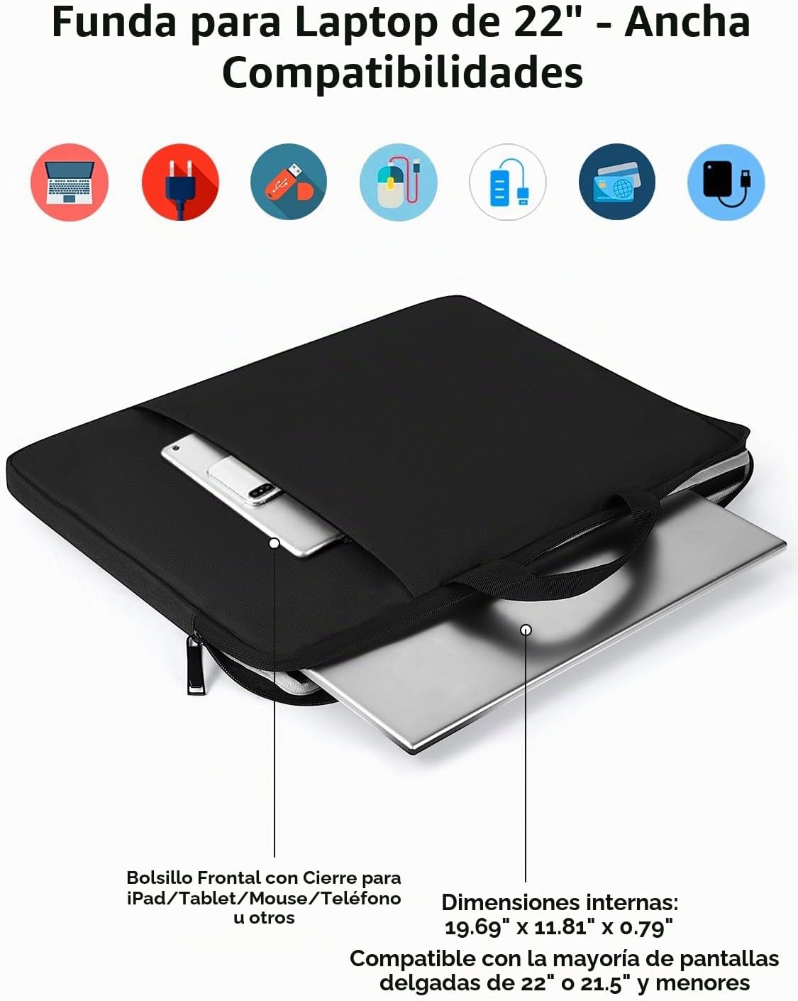 UPERFECT Funda protectora para laptop de 22", funda protectora...