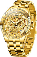 OLEVS Reloj para Hombres Esqueleto Negocio Vestir Acero Inoxidable Impermeable Luminoso Reloj de Pulsera para Hombres