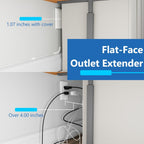 Extensor de toma de corriente LIDER Flat-Face, 3 receptáculos, cable de 3 ft, 1625W, ultra delgado
