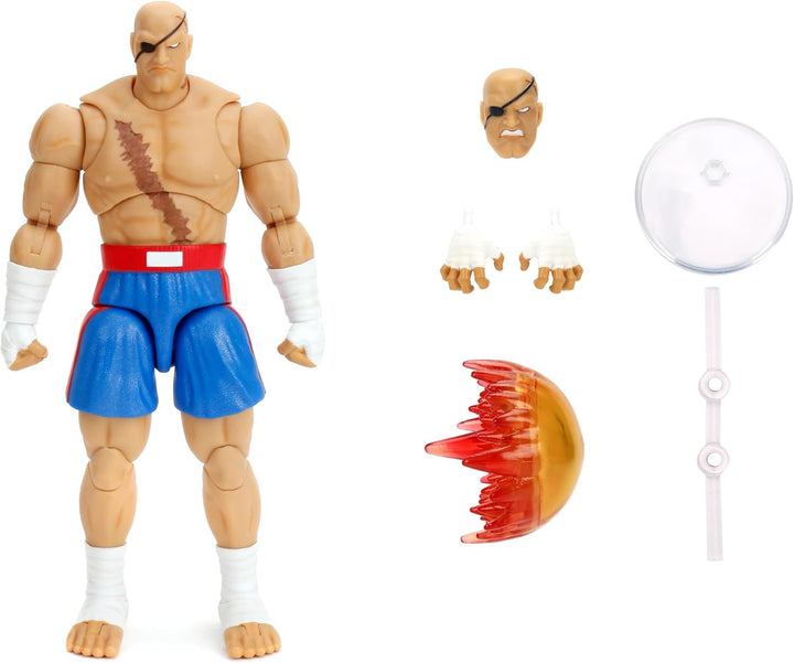 Jada Street Fighter II Sagat Deluxe - Figura de acción a escala 1:1...